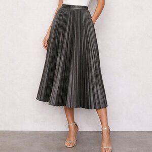 Zara Metallic Pleated Midi Skirt M